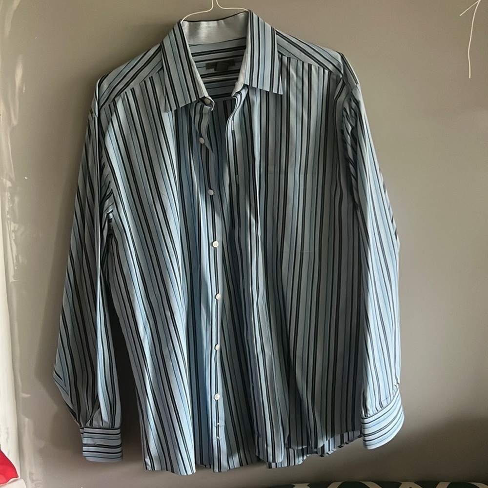 Striped button-down shirt